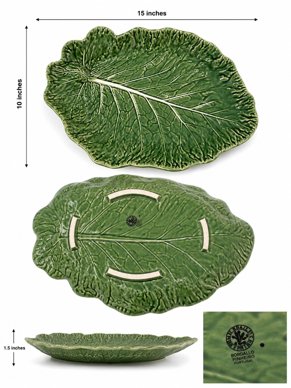 Bordallo Pinheiro Green Cabbage Leaf Serving Platter
